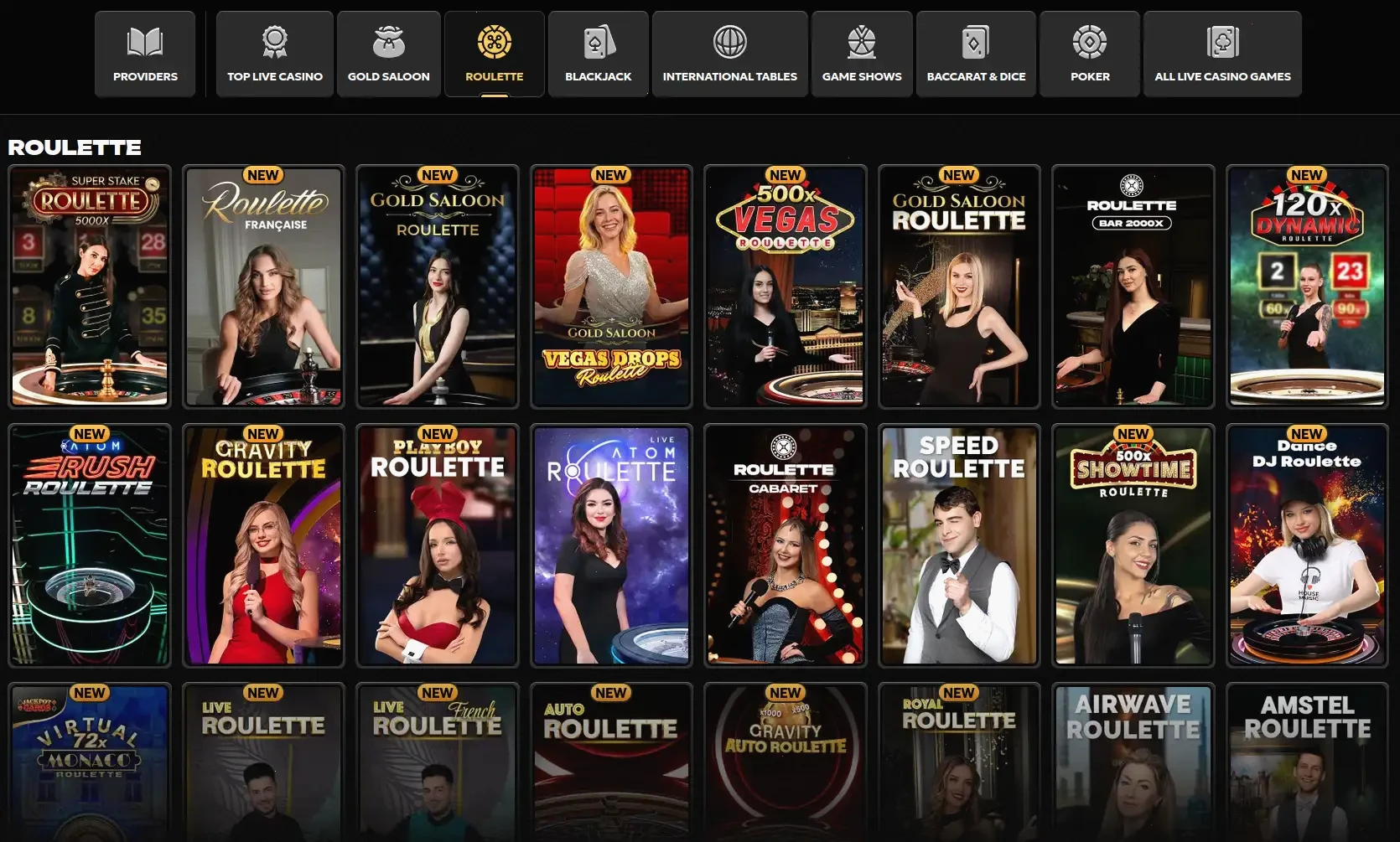 Kingbilly Casino Live-Bereich und Spielauswahl